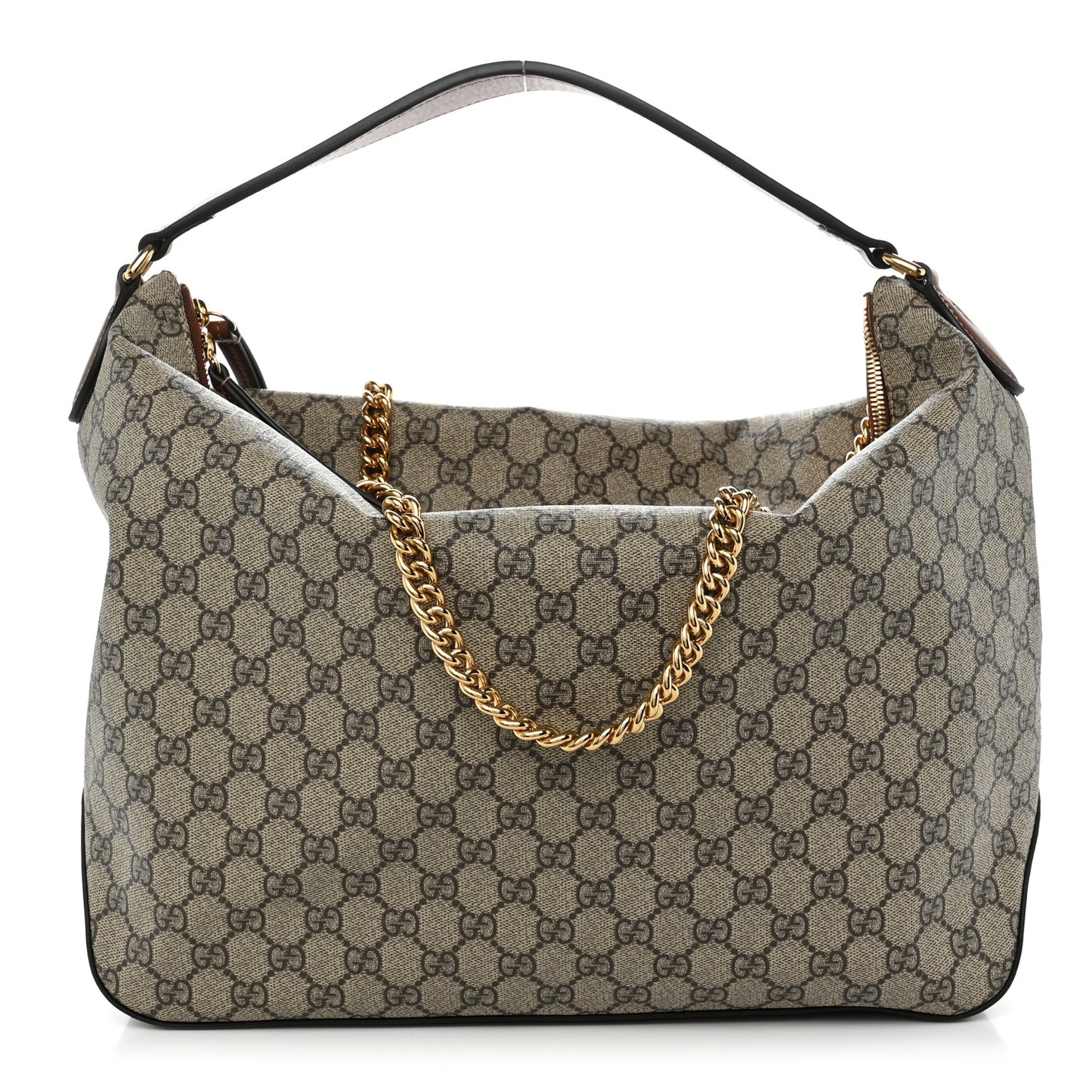 GG Supreme Monogram Large Linea A Hobo Light Brown