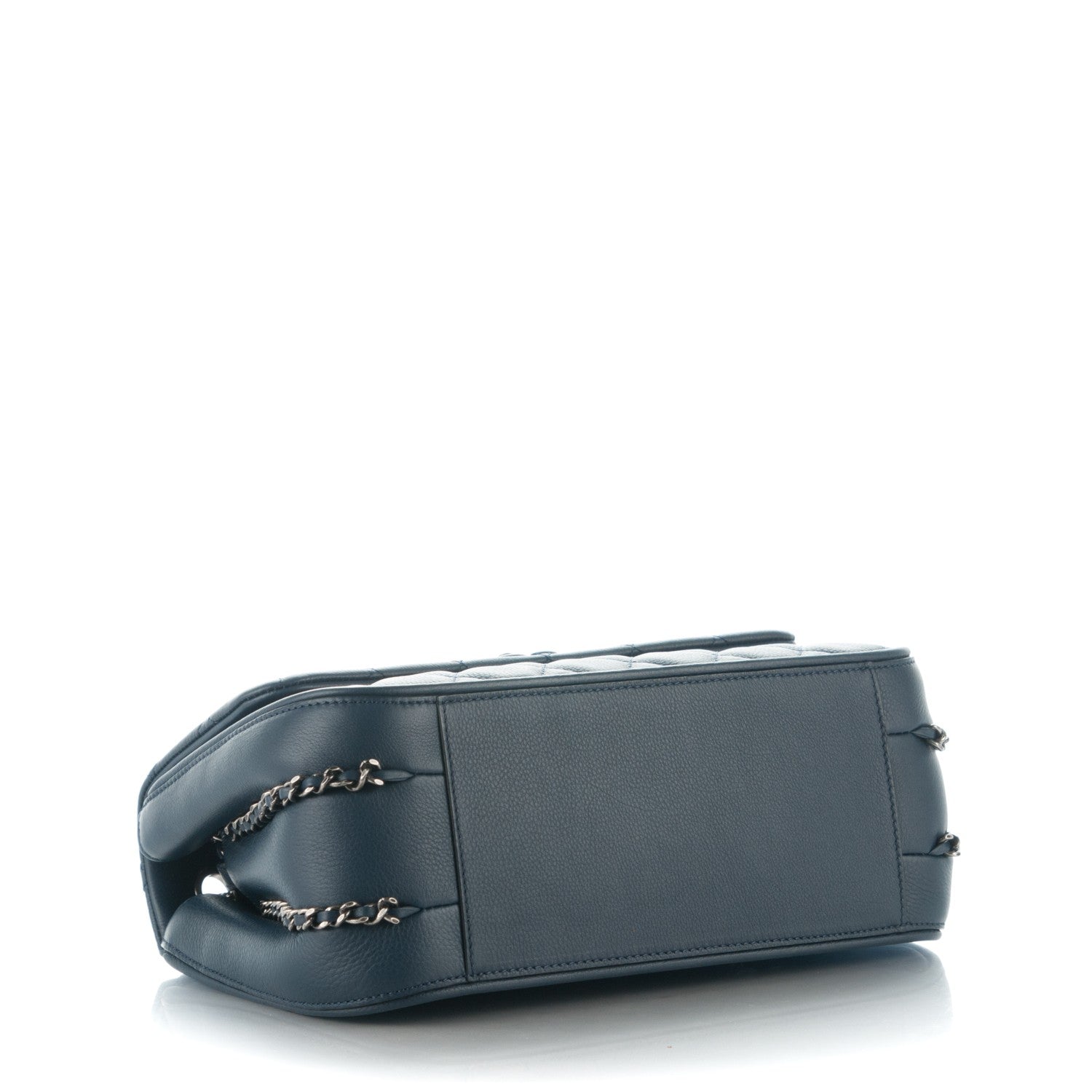 Chanel Calfskin Quilted Medium Frame in Chain Flap Navy 4 of 7
