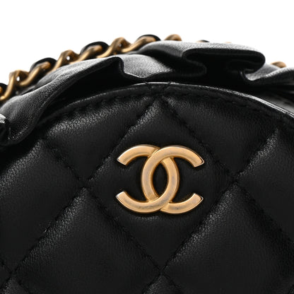 Chanel Lambskin Quilted Romance Round Clutch With Chain Black 8 of 13