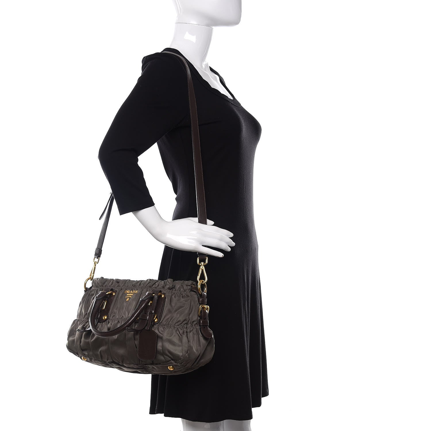 Prada Tessuto Nylon Gaufre Shopping Satchel Fumo 3 of 10