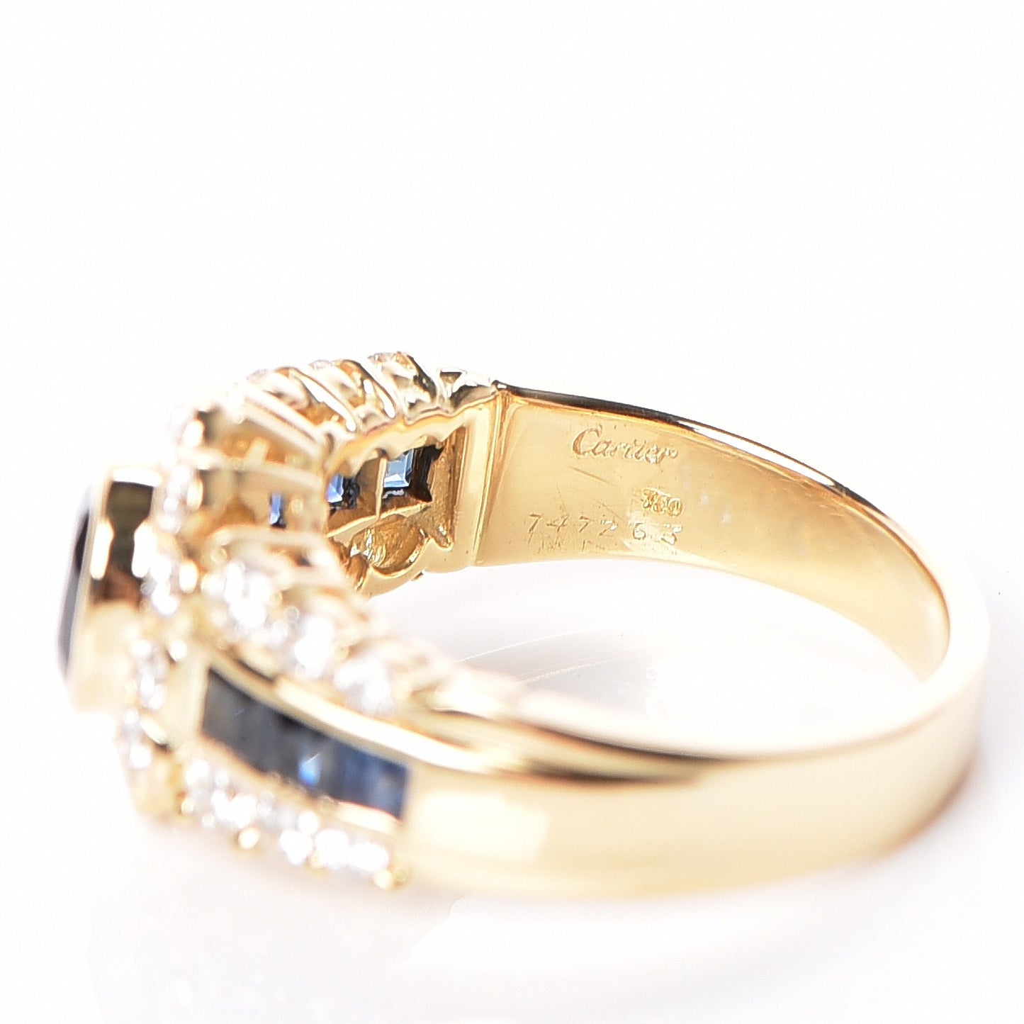 18K Yellow Gold Diamond Sapphire Ring 55 7.5