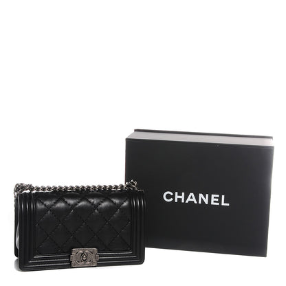 Chanel Calfskin Quilted Medium Double Stitch Boy Flap Black 9 of 9