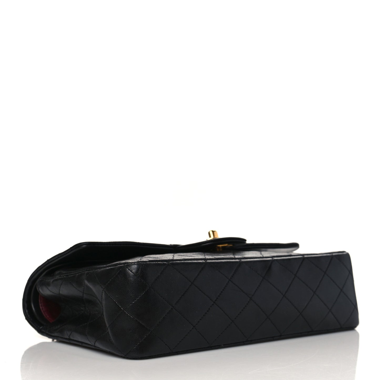 Lambskin Quilted Medium Double Flap Black