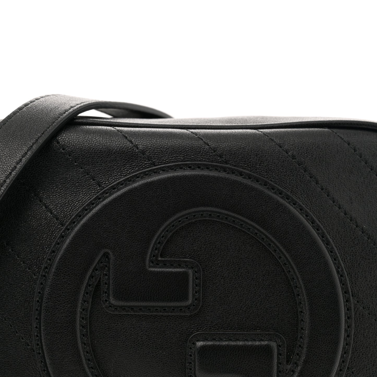Sakai Be Green Calfskin Diagonal Stitched Small Blondie Shoulder Bag Black