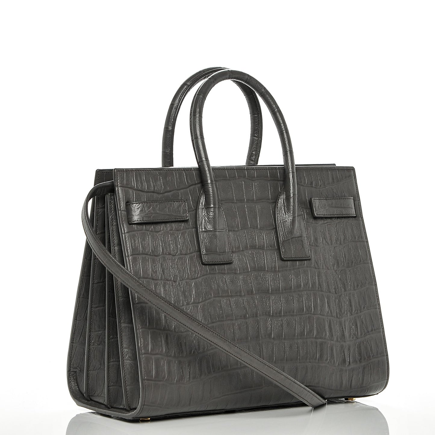 Calfskin Crocodile Embossed Small Sac De Jour Fog