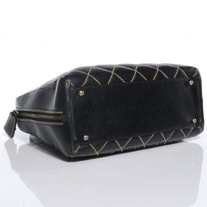 Chanel Leather Contrast Stitch Surpique Handbag Black 4 of 7