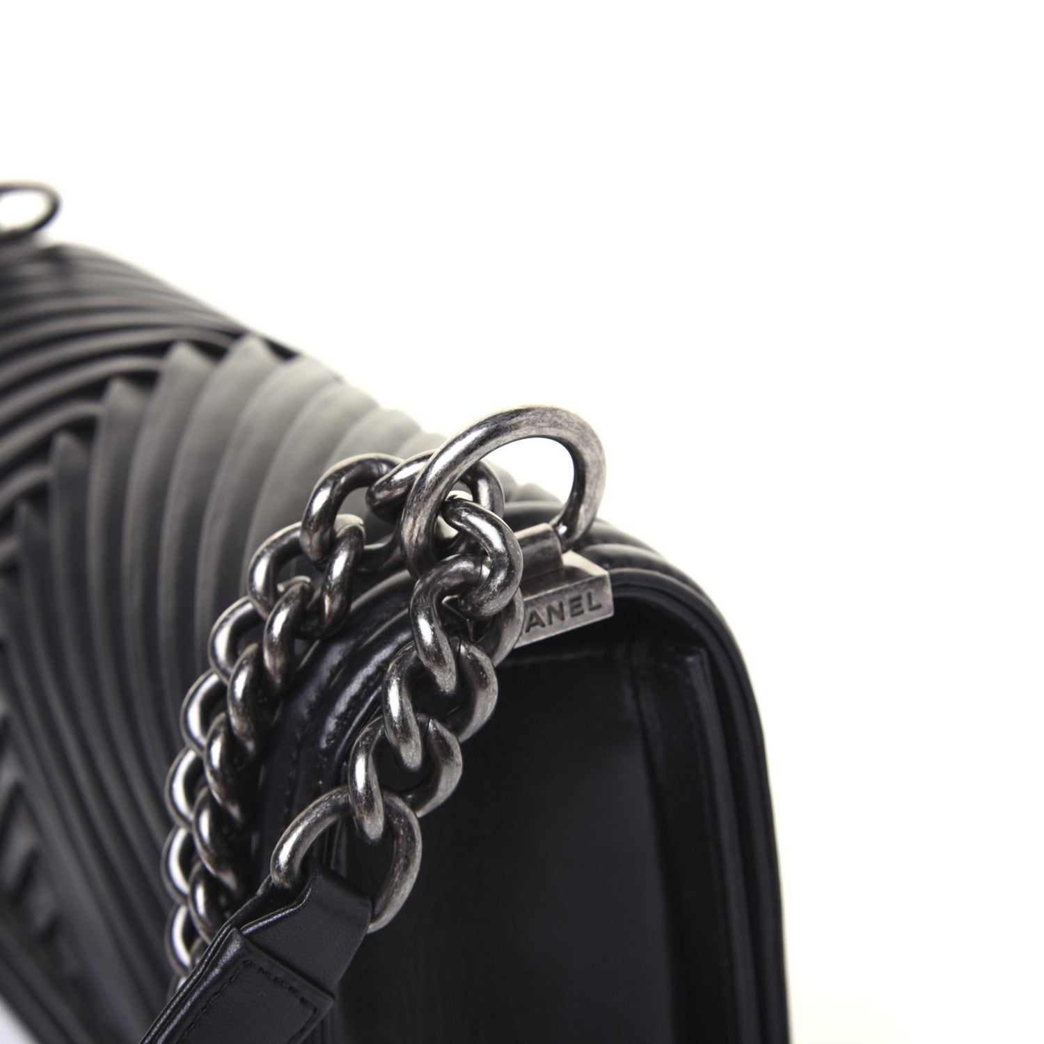 Chanel Lambskin Pleated Medium Boy Flap Black 14 of 16