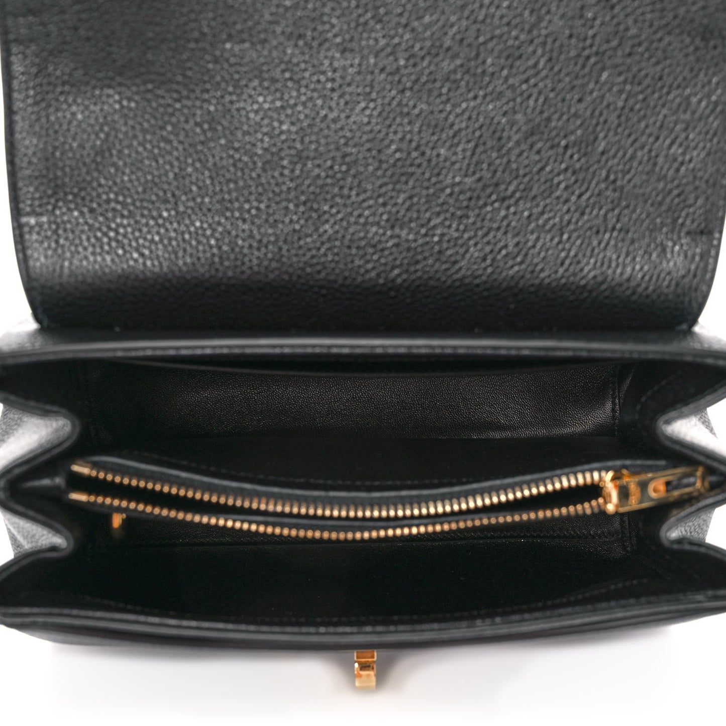 Grained Calfskin Small 16 Top Handle Bag Black