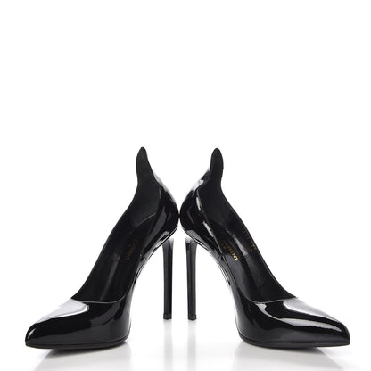 Saint Laurent Patent Paris 110 Escarpin Thorn Pumps 37 Black 7 of 11