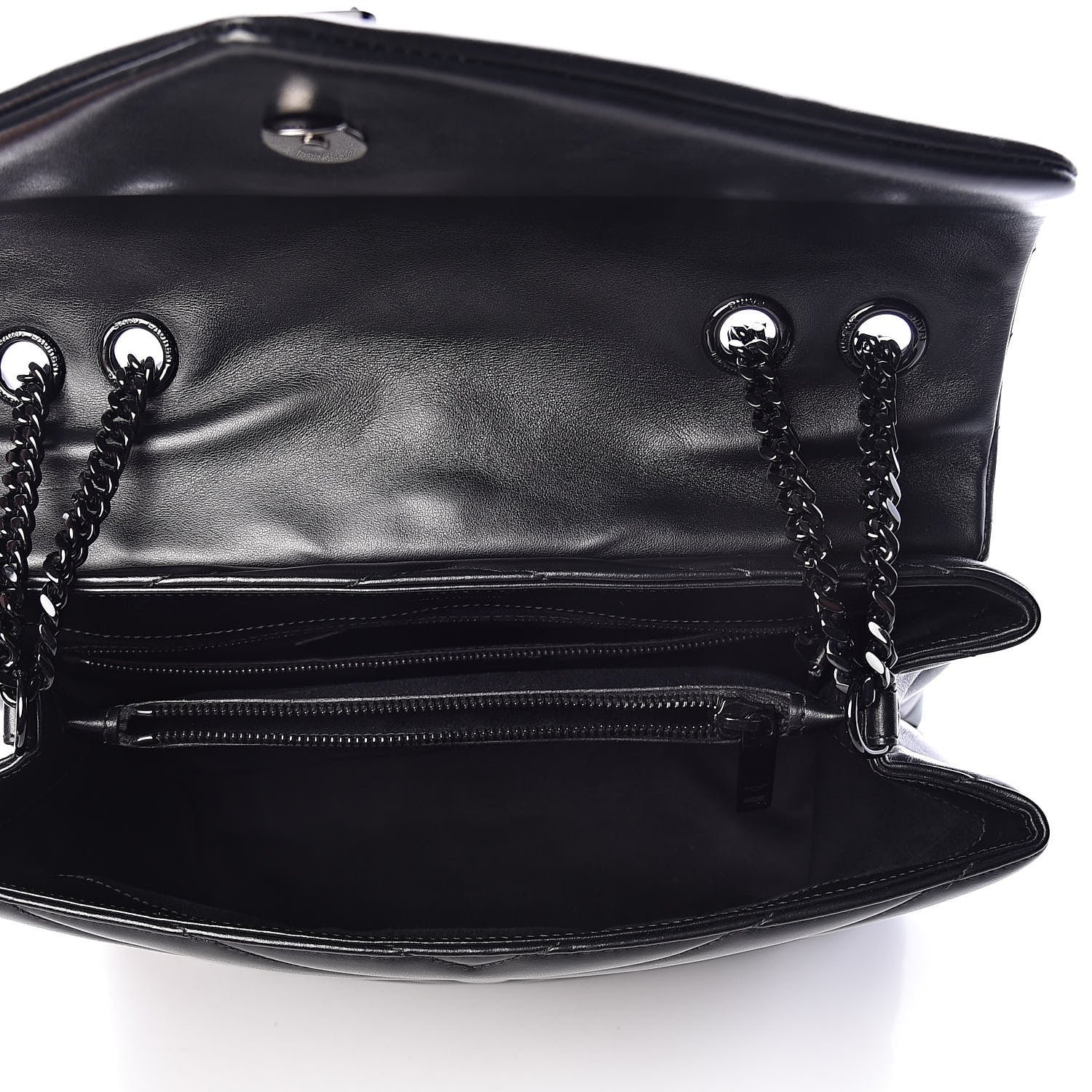 Saint Laurent Calfskin Y Quilted Monogram Medium Loulou Chain Satchel Black 5 of 10