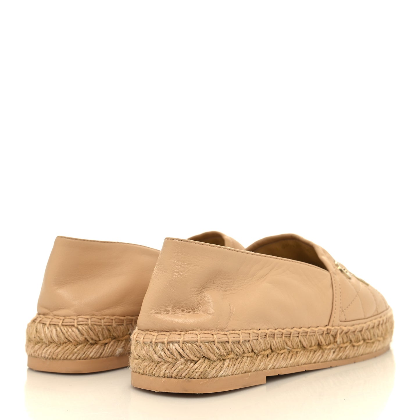 Lambskin Quilted CC Logo Espadrilles 40 Beige