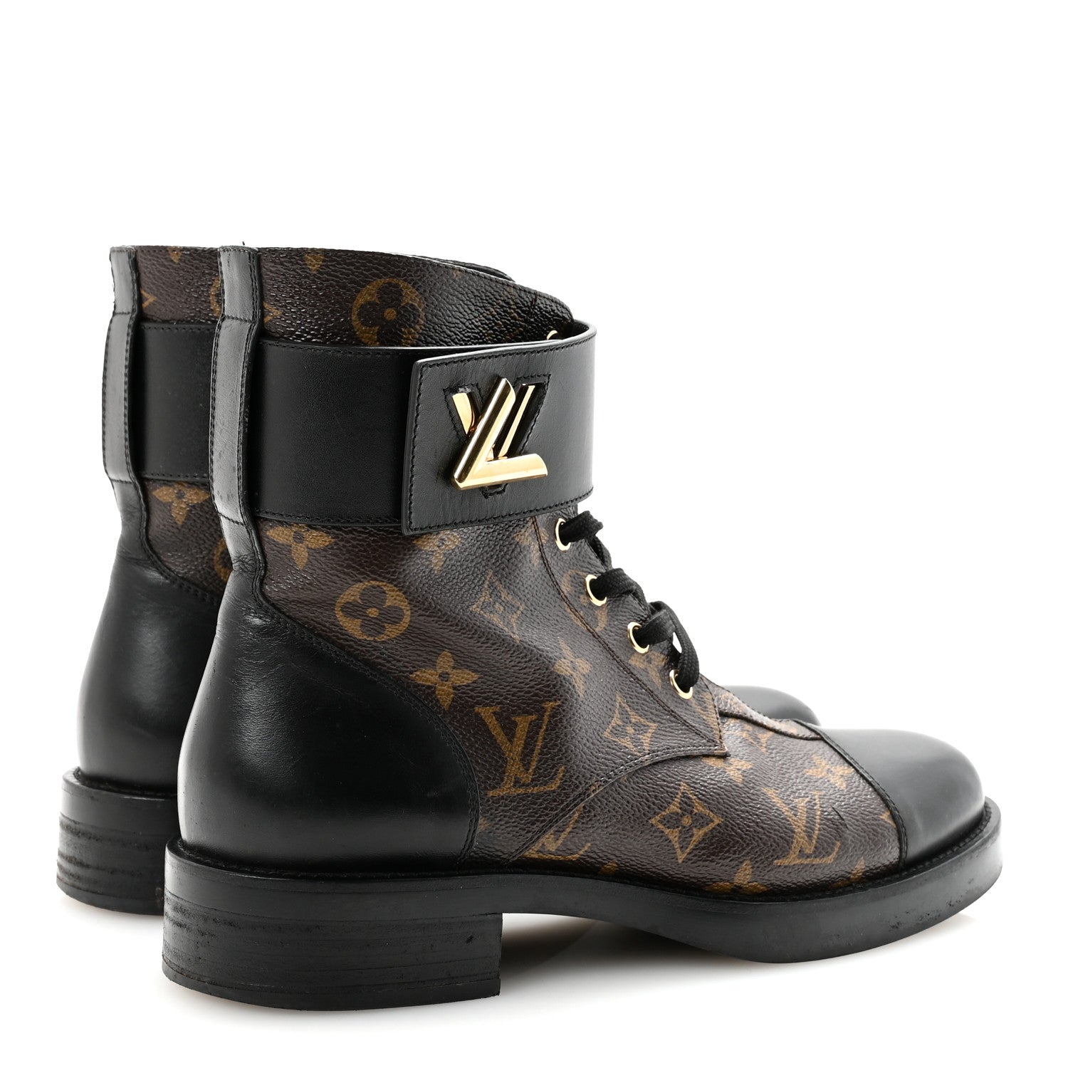 Louis Vuitton Calfskin Monogram Wonderland Flat Ranger Boots 40 Black 5 of 8