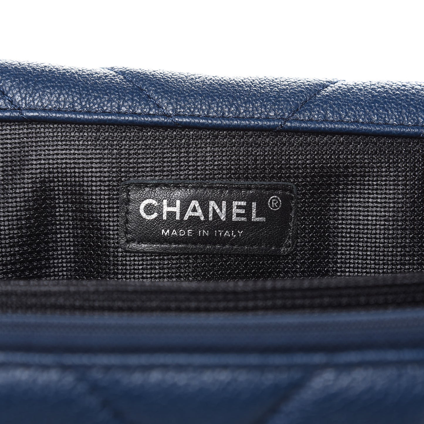 Calfskin Chevron Quilted XXL Travel Flap Bag Navy