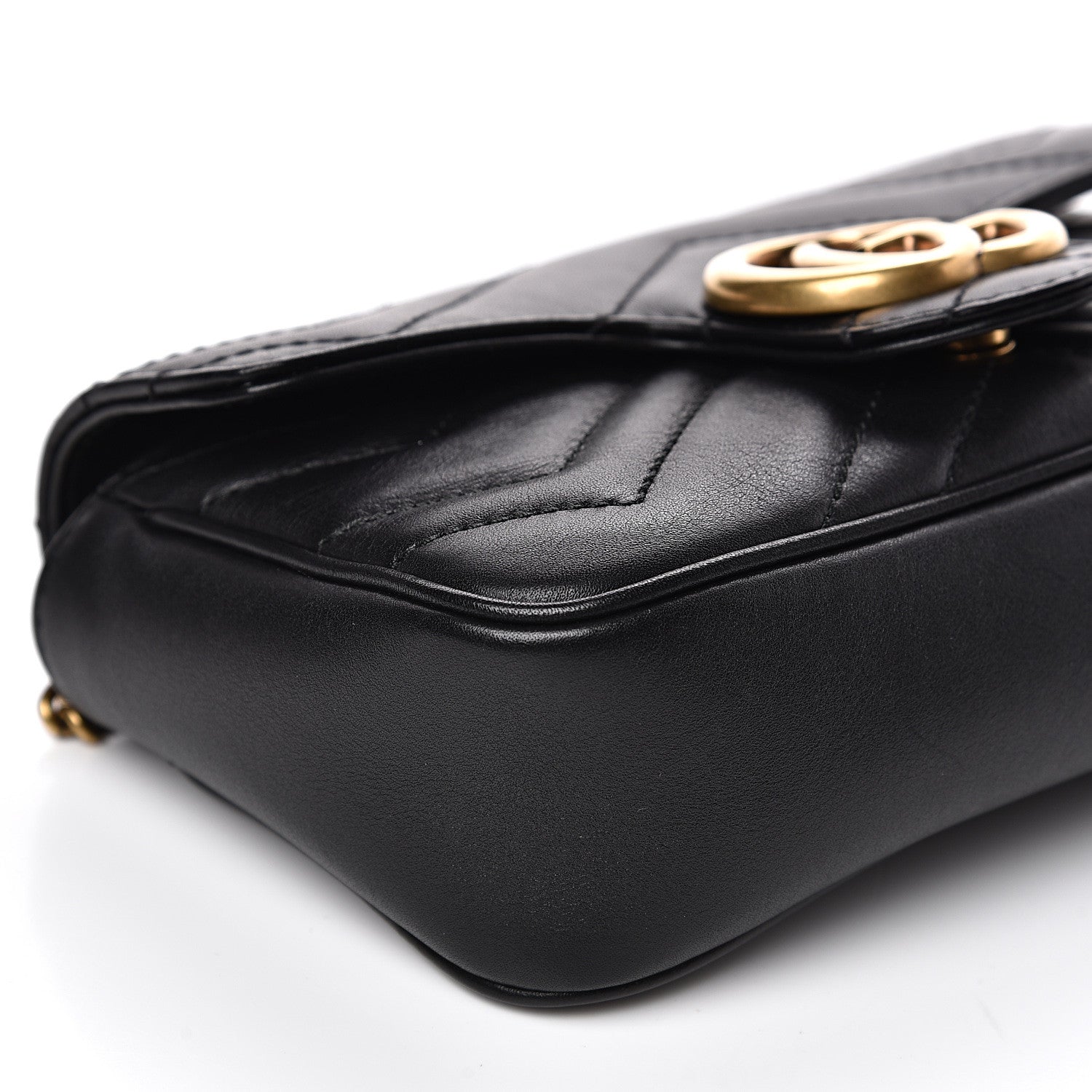 Gucci Calfskin Matelasse Super Mini GG Marmont Shoulder Bag Black 7 of 13