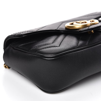 Gucci Calfskin Matelasse Super Mini GG Marmont Shoulder Bag Black 7 of 13