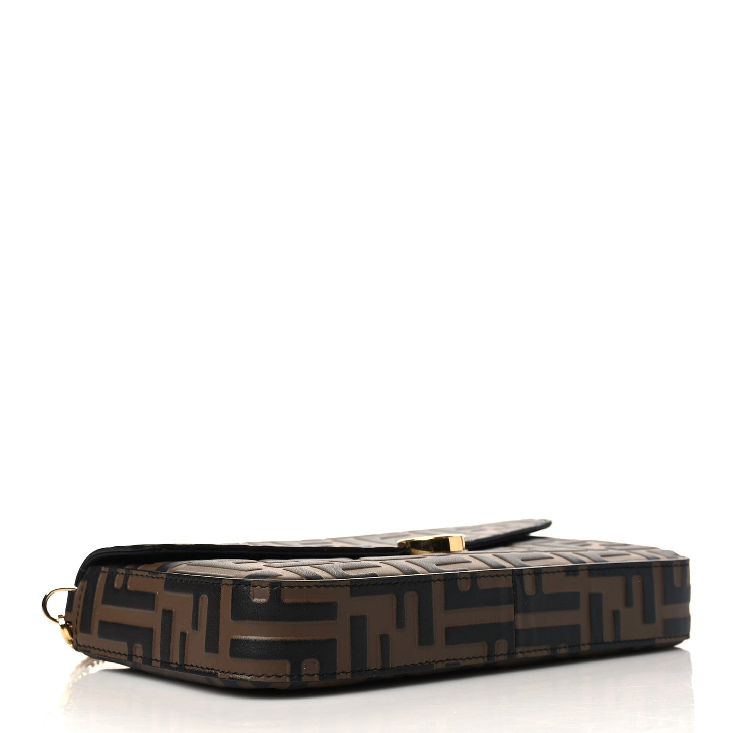 Vitello Soft F is Fendi Bi-Color FF 1974 Embossed Envelope Wallet On Chain with Pouches Maya Black