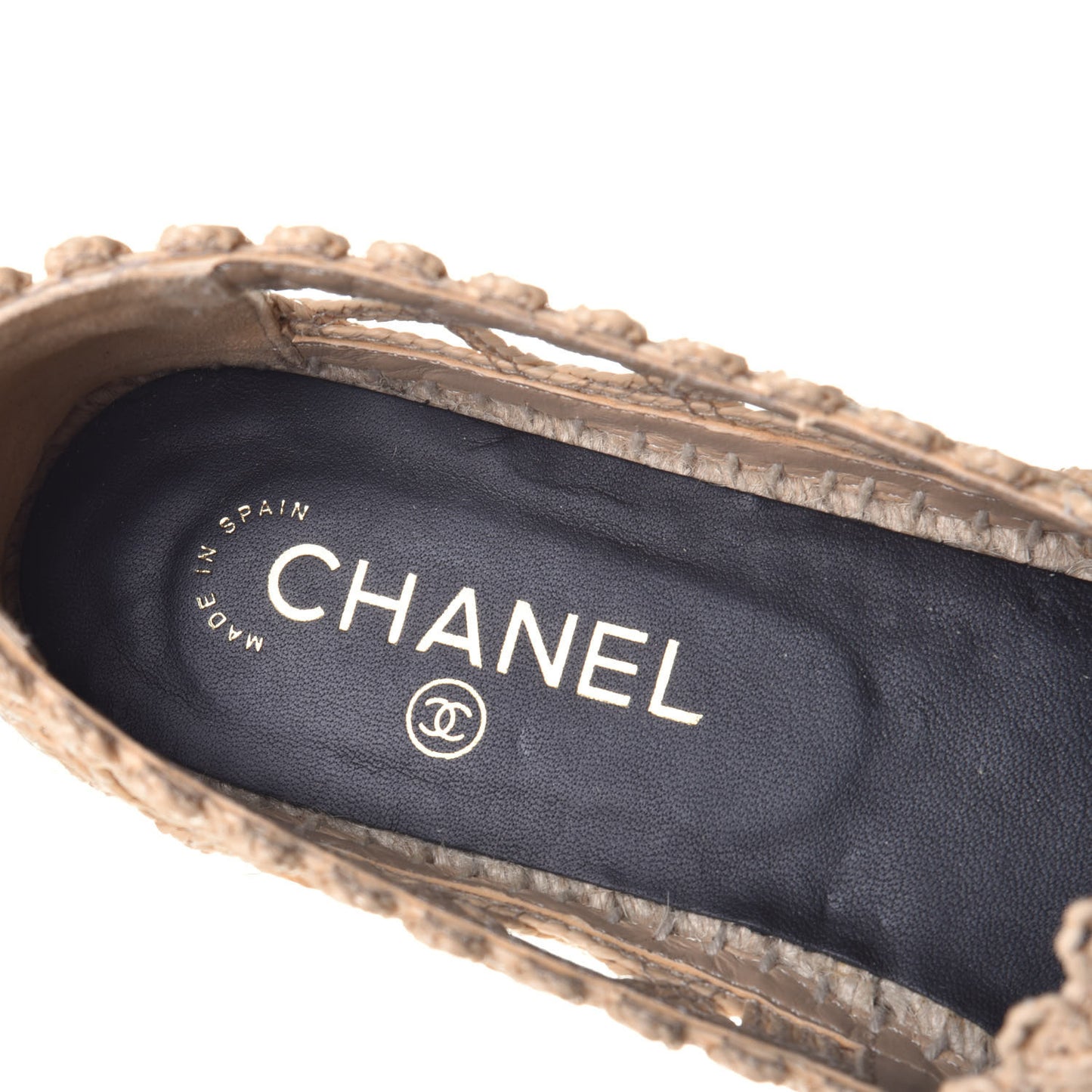 Raffia Fabric CC Espadrilles 41 Beige Black