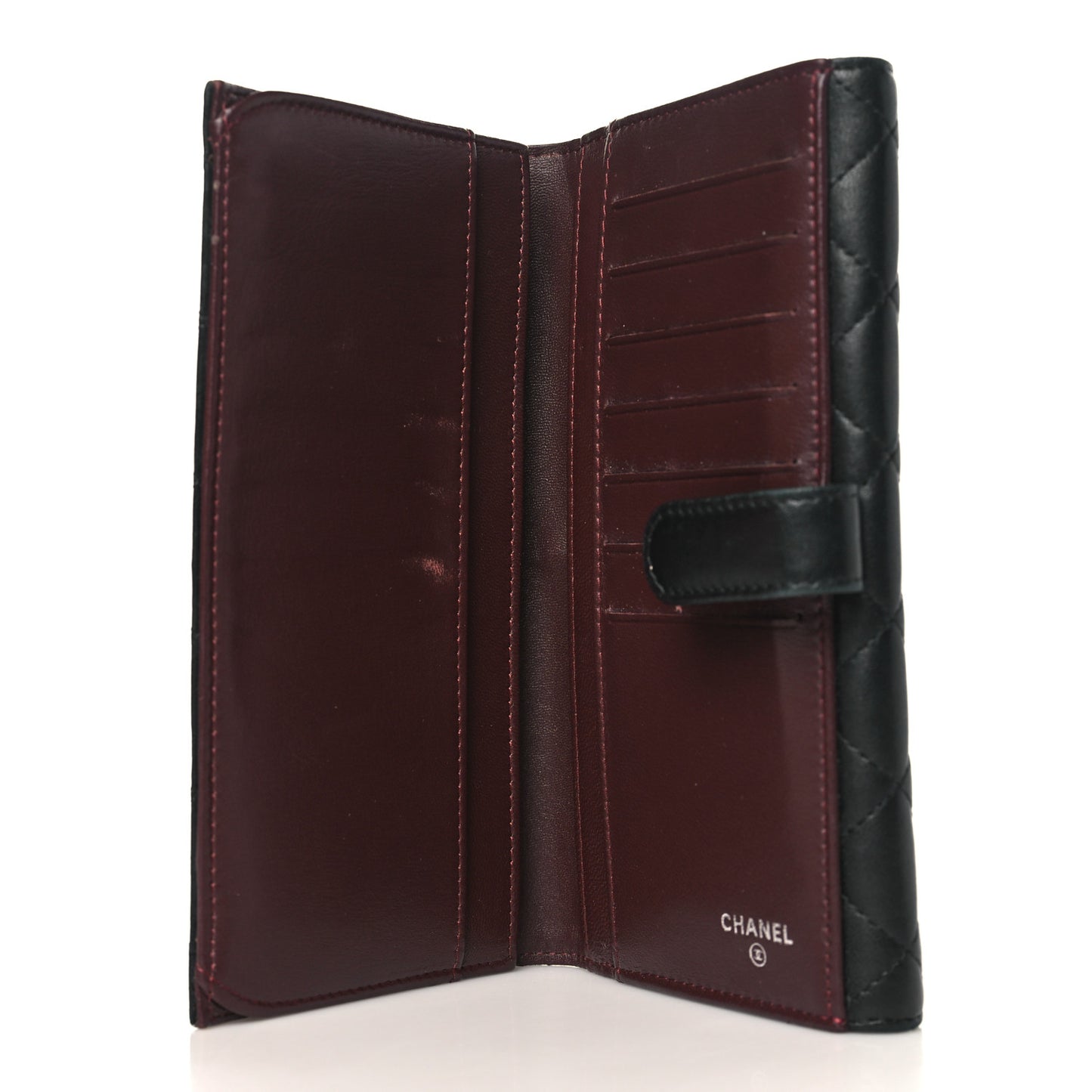 Lambskin Quilted Long Flap Wallet Black