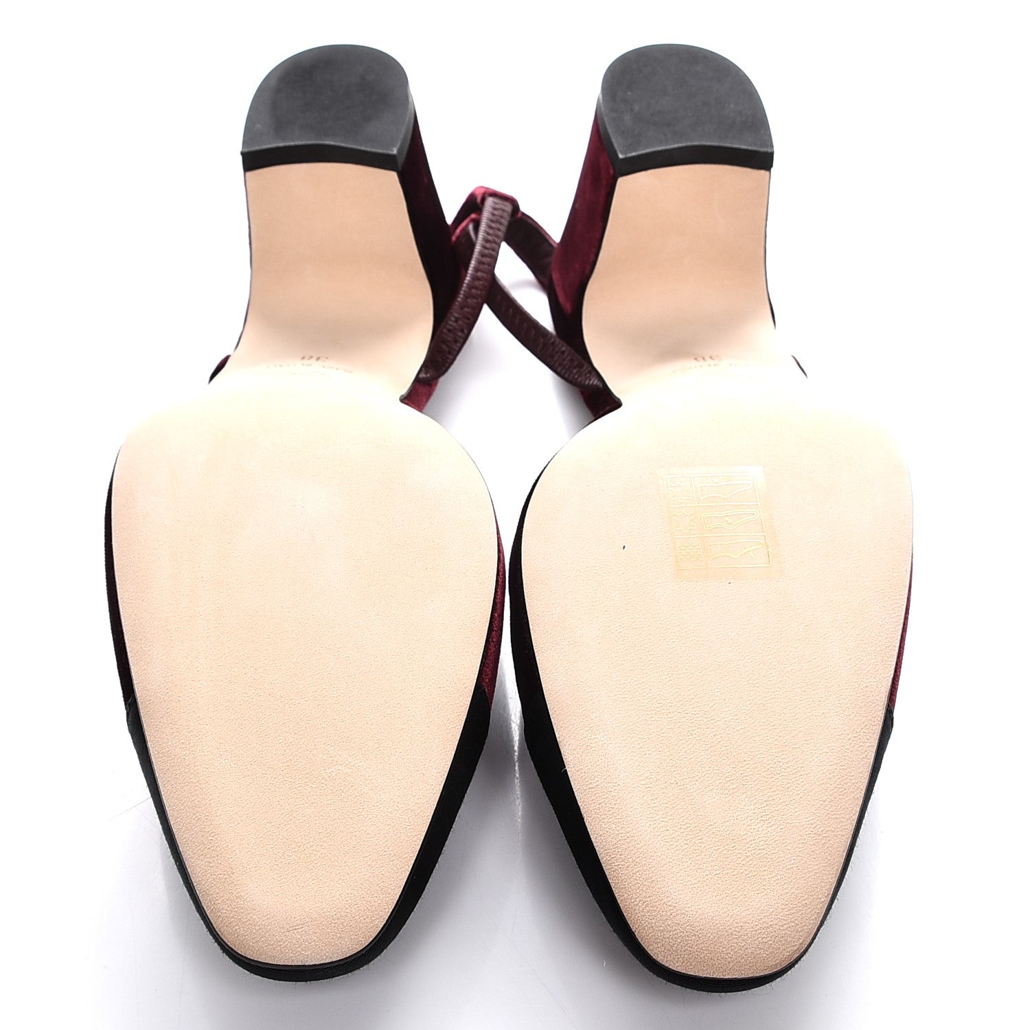 Chanel Velour Cap Toe CC Slingback Pumps 38 Burgundy Black 5 of 9