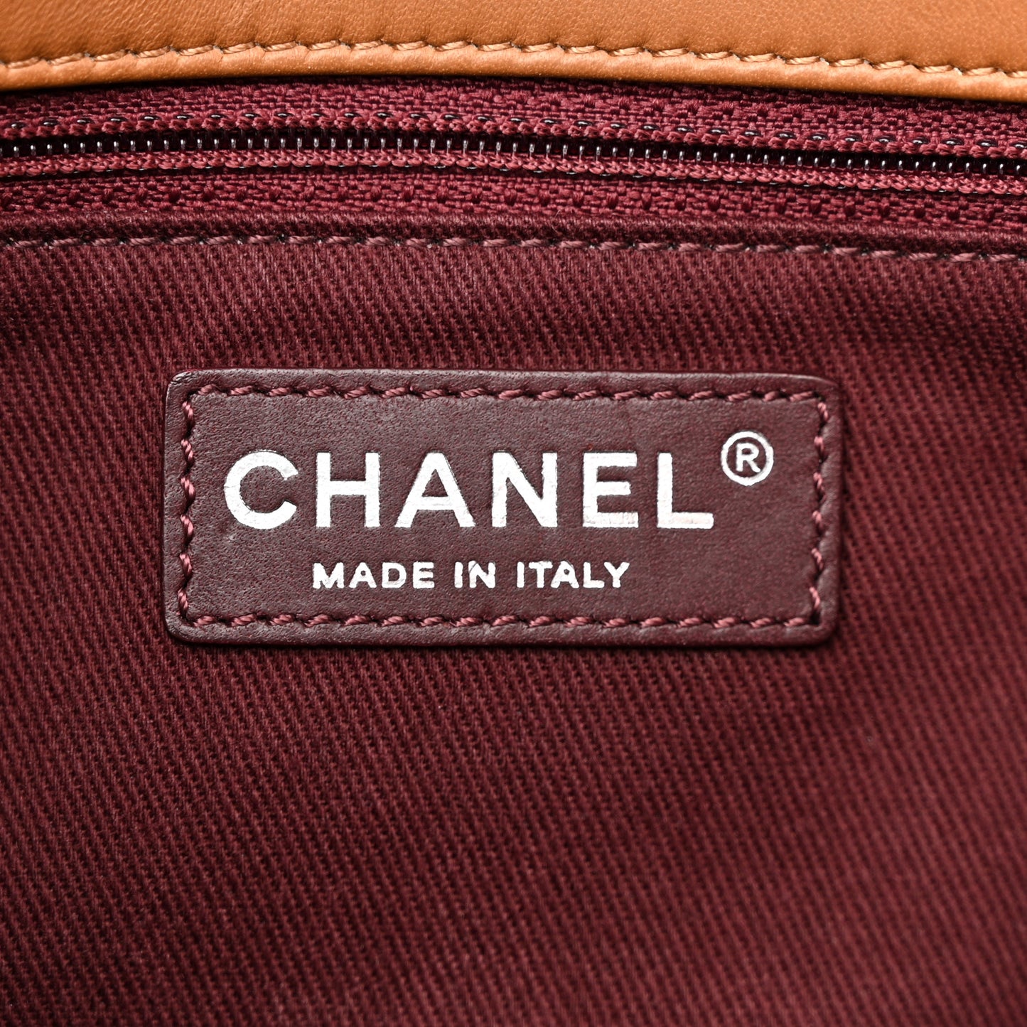 Lambskin Chevron Double Stitch Medium Single Flap Brown