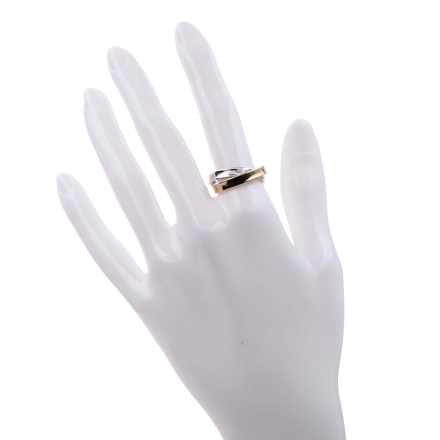 Tiffany Sterling Silver 18K Yellow Gold 1837 Interlocking Circles Ring 54 7 2 of 5