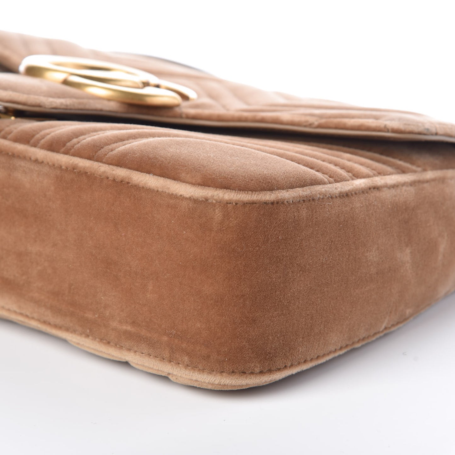 Velvet Matelasse Medium GG Marmont Shoulder Bag Taupe