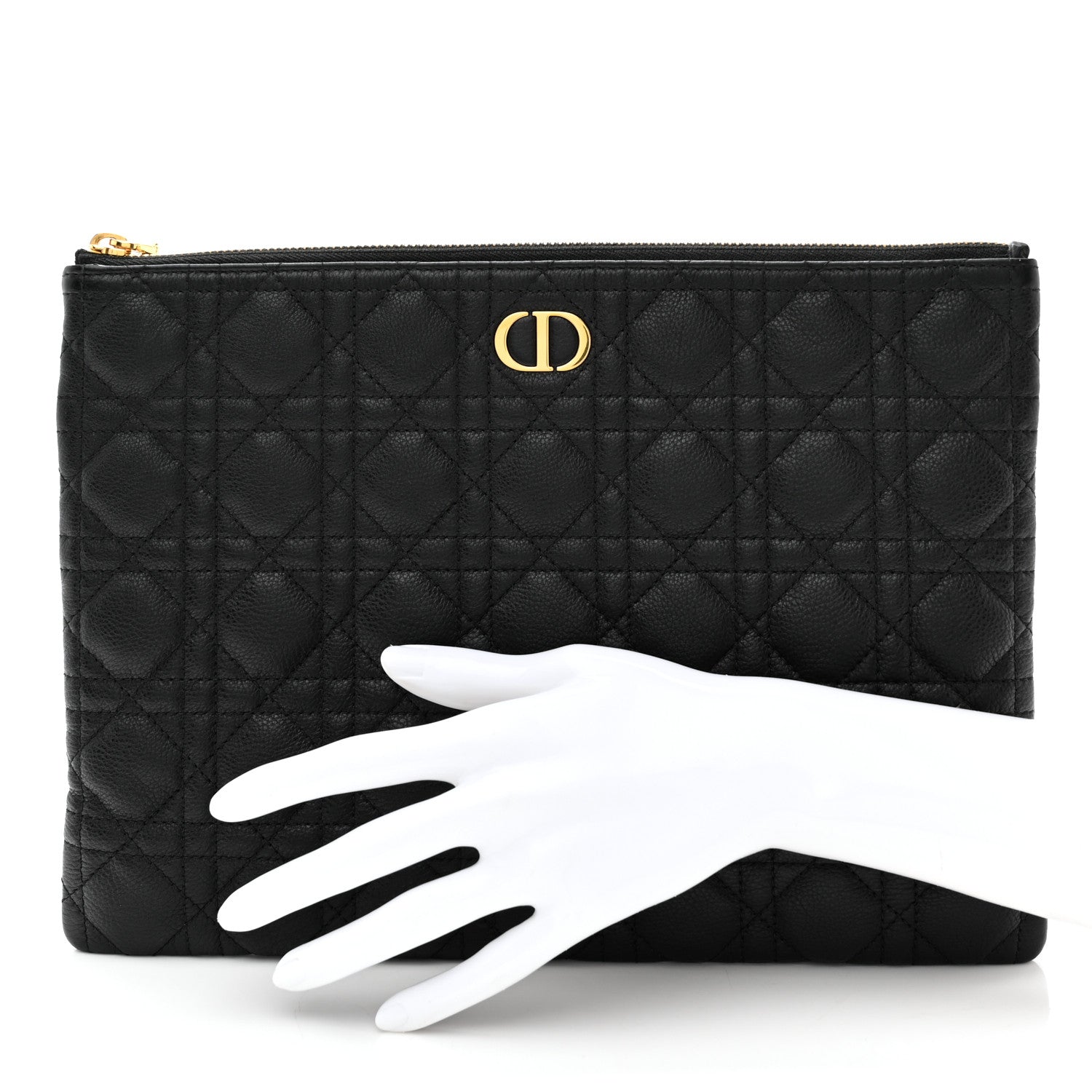 Christian Dior Supple Calfskin Cannage Large Caro Daily Pouch Black 2 of 9