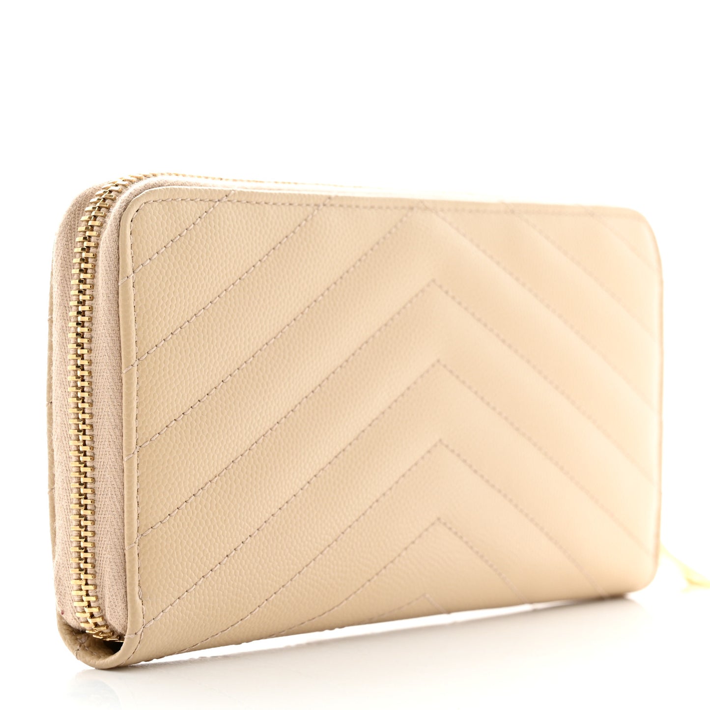 Grain De Poudre Matelasse Chevron Monogram Zip Around Wallet Nude Powder