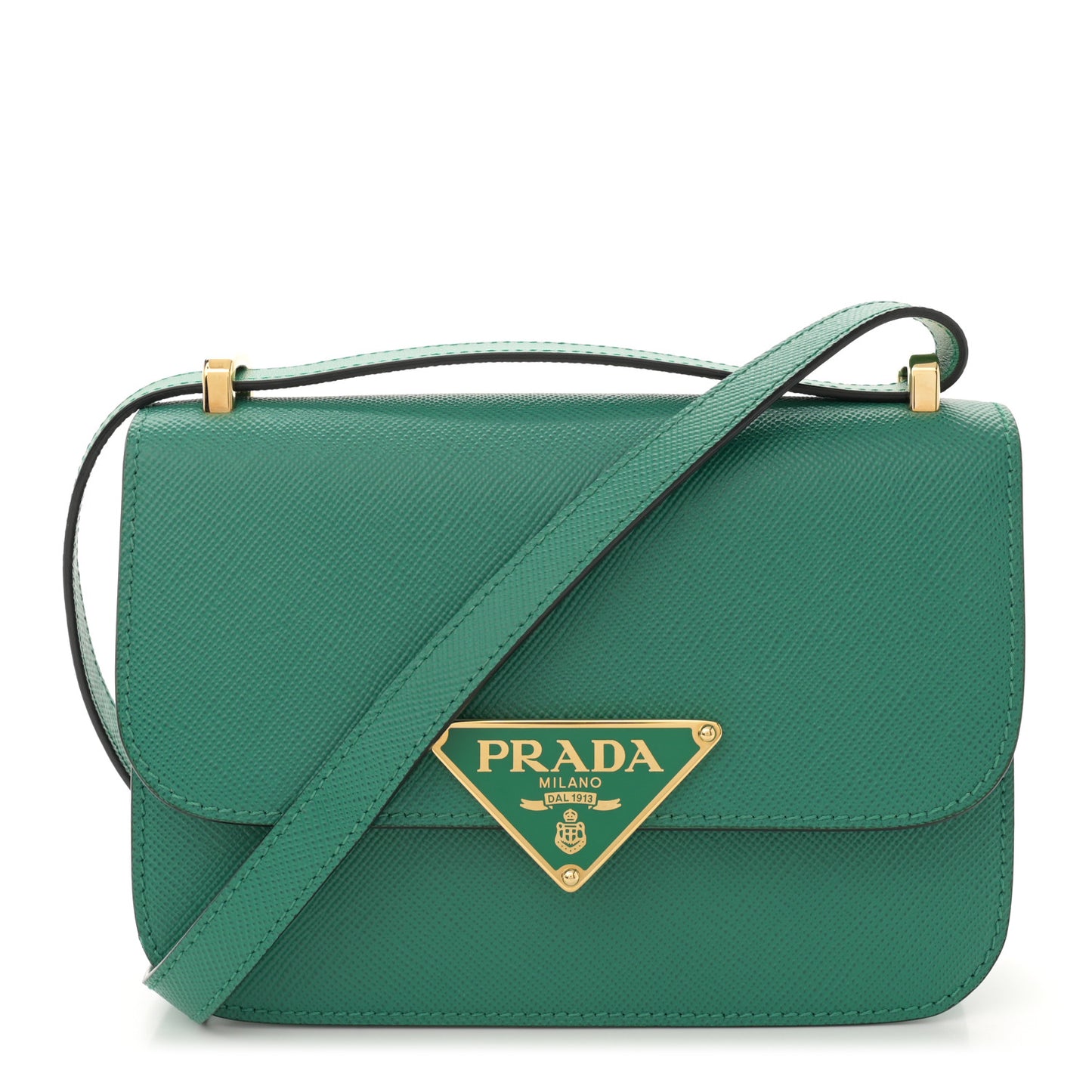 Saffiano Cuir Triangle Embleme Flap Shoulder Bag Mango