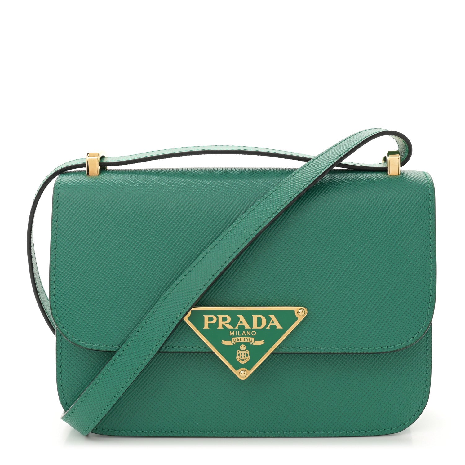 Prada Saffiano Cuir Triangle Embleme Flap Shoulder Bag Mango 1 of 12