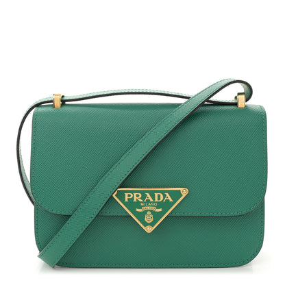 Prada Saffiano Cuir Triangle Embleme Flap Shoulder Bag Mango 1 of 12