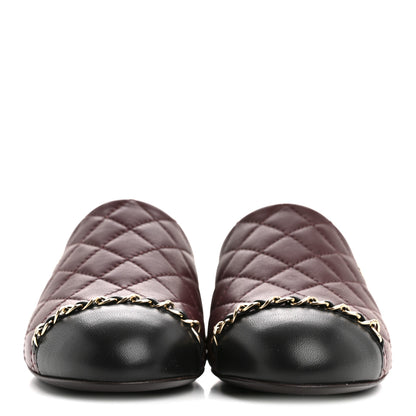 Chanel Lambskin Quilted CC Chain Mules 37 Burgundy Black 3 of 10