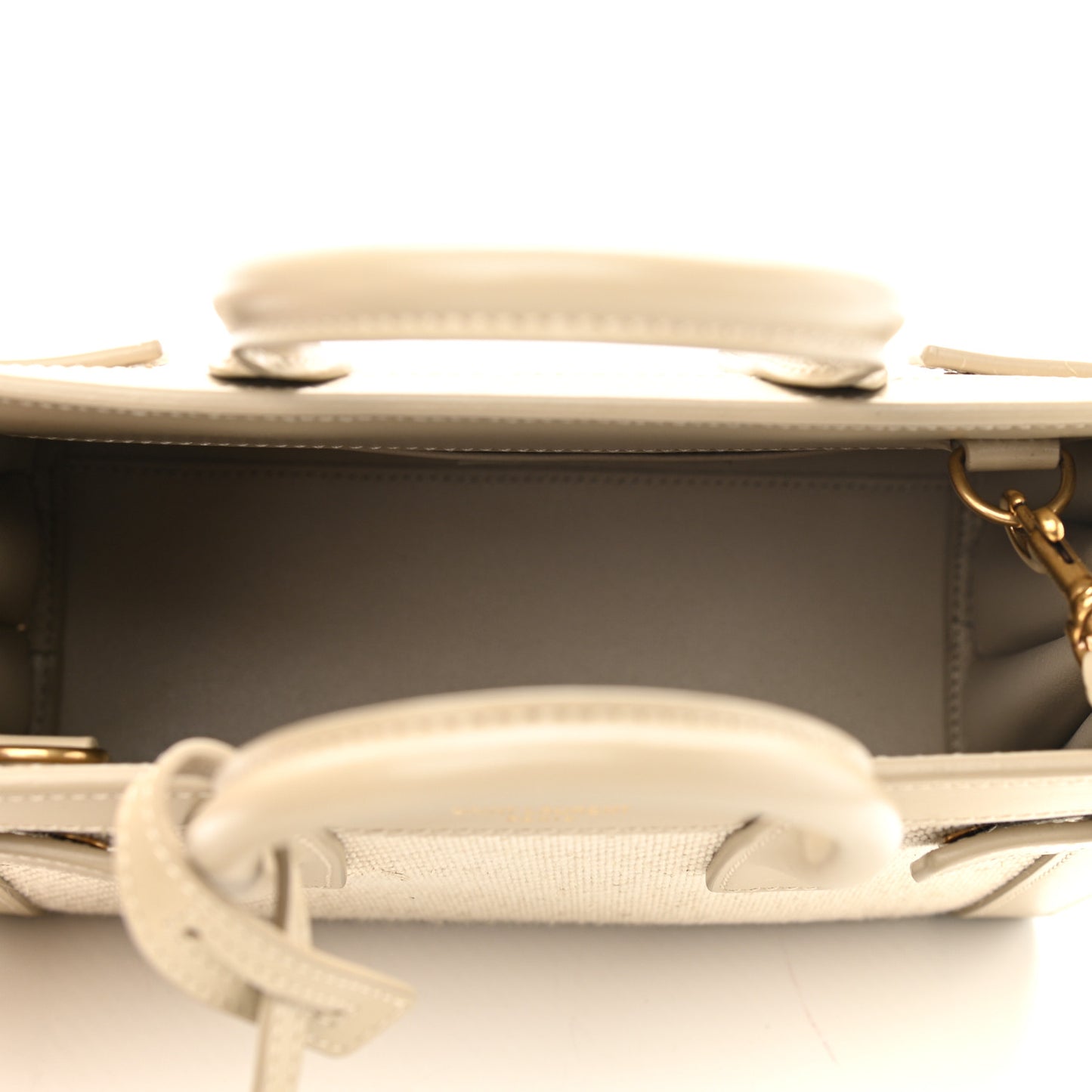 Smooth Calfskin Canvas Nano Sac de Jour Beige