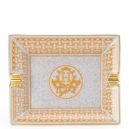 Hermes Porcelain Mosaique Au 24 Gold Ashtray 1 of 5