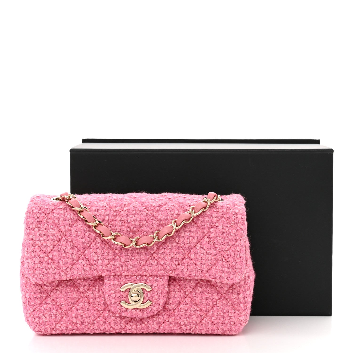 Chanel Tweed Quilted Mini Rectangular Flap Pink 11 of 11