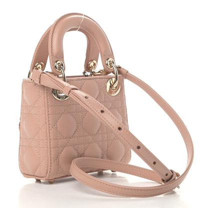Christian Dior Lambskin Cannage Micro Lady Dior Rose Des Vents 2 of 5