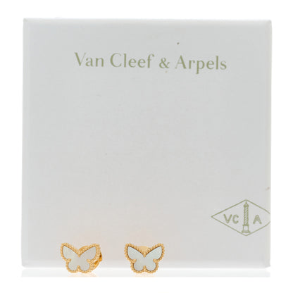 Van Cleef & Arpels 18K Yellow Gold Mother of Pearl Sweet Alhambra Butterfly Earrings 5 of 5