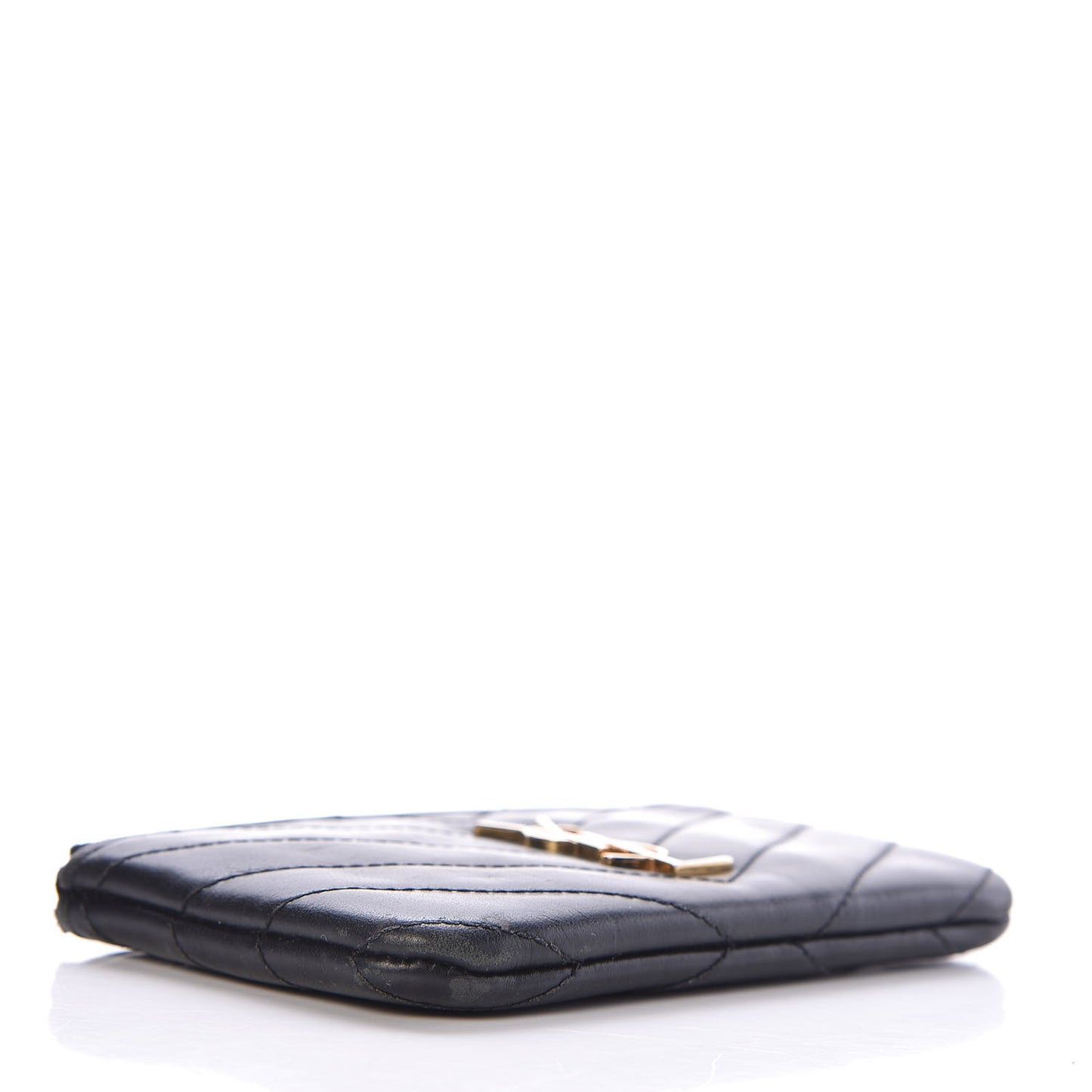 Calfskin Matelasse Monogram Key Pouch Black