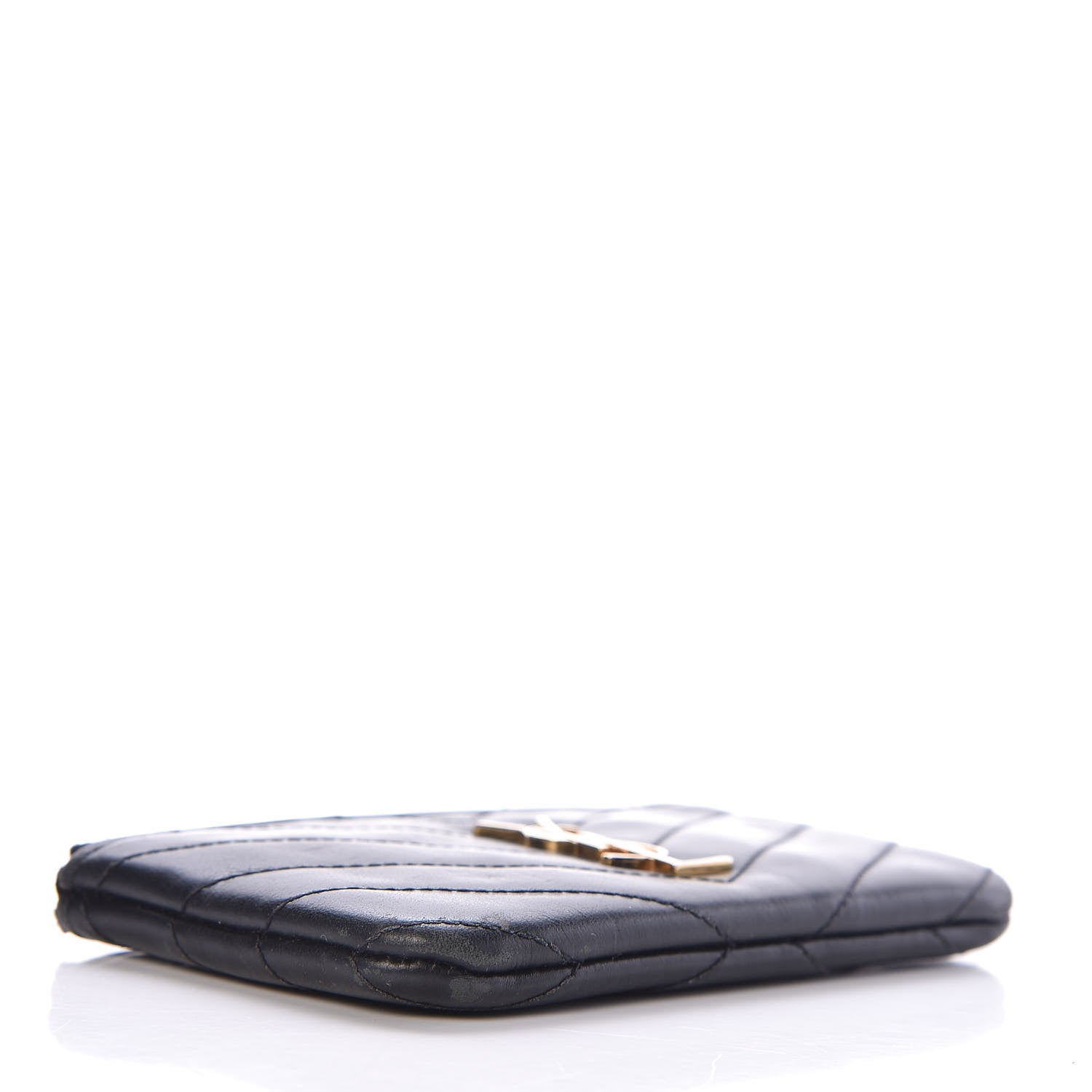 Saint Laurent Calfskin Matelasse Monogram Key Pouch Black 4 of 7