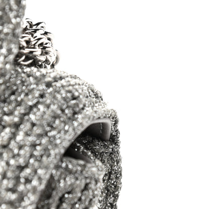 Valentino Garavani Metallic Lurex Knit Large Roman Stud Shoulder Bag Silver 9 of 9