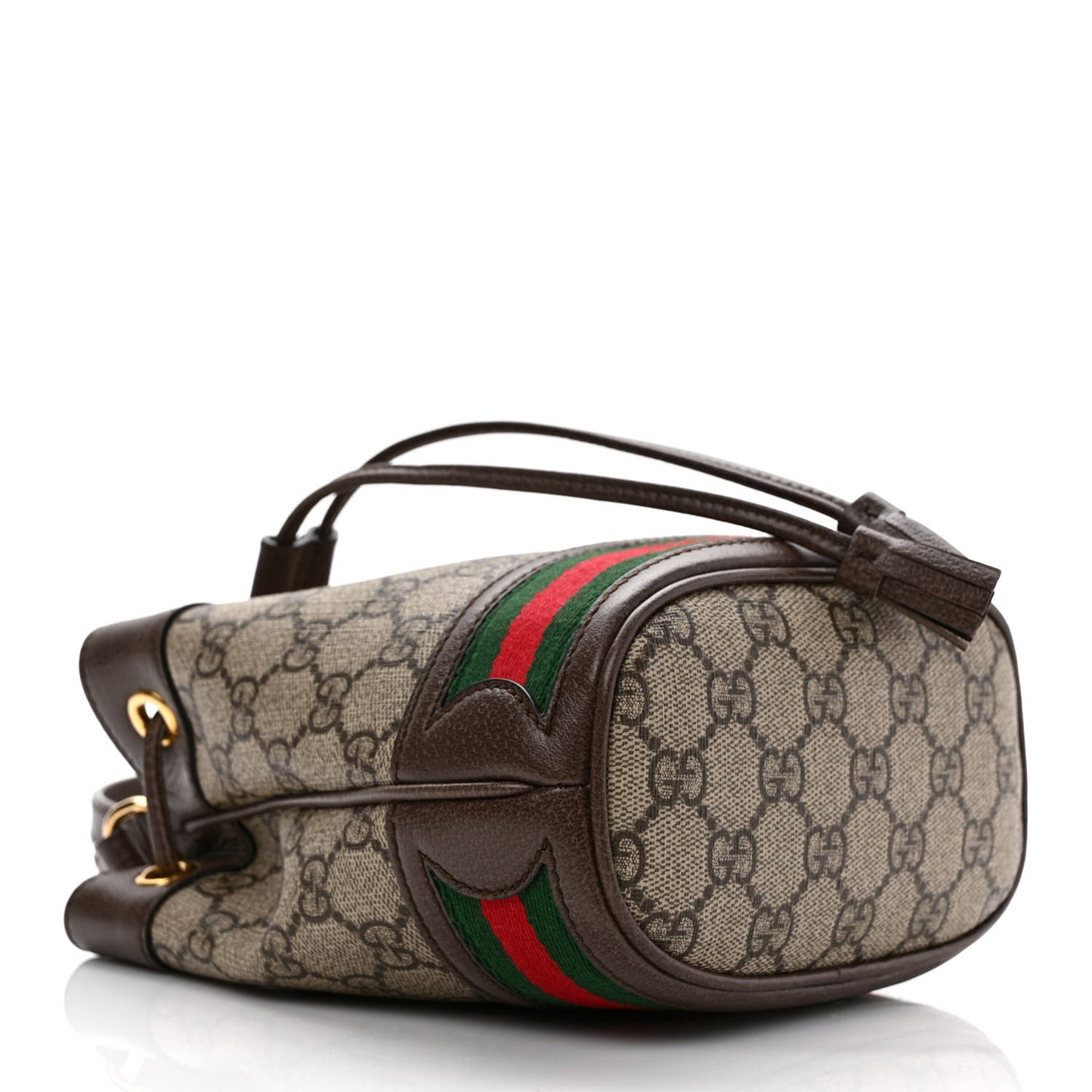 GG Supreme Monogram Web Mini Ophidia Bucket Bag Brown