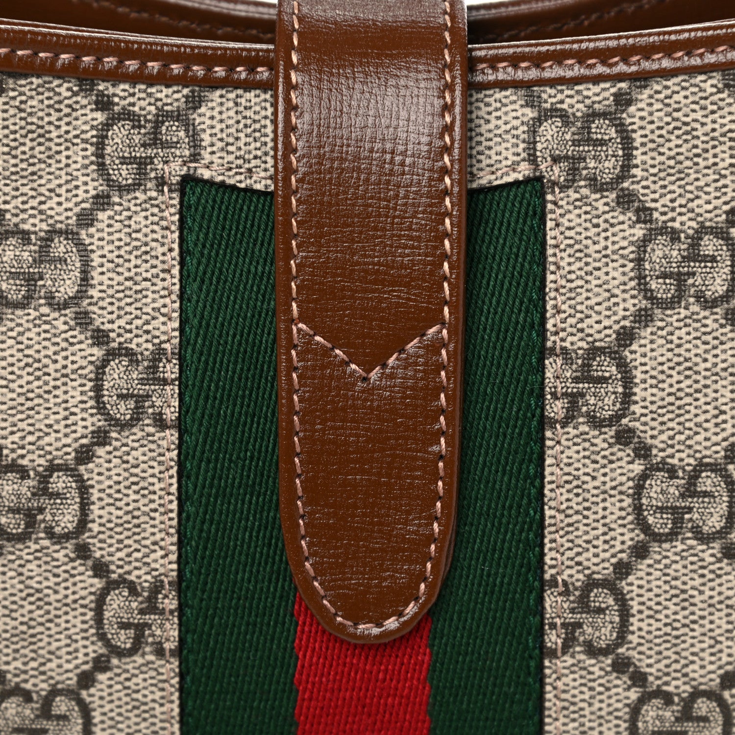 Gucci GG Supreme Monogram Azalea Calfskin Web Small Jackie 1961 Hobo Beige Ebony Brown Sugar 12 of 14
