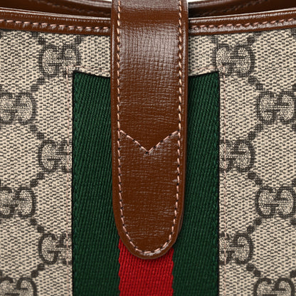 Gucci GG Supreme Monogram Azalea Calfskin Web Small Jackie 1961 Hobo Beige Ebony Brown Sugar 12 of 14