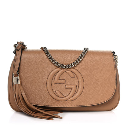 Gucci Pebbled Calfskin Medium Soho Flap Crossbody Camelia 1 of 11