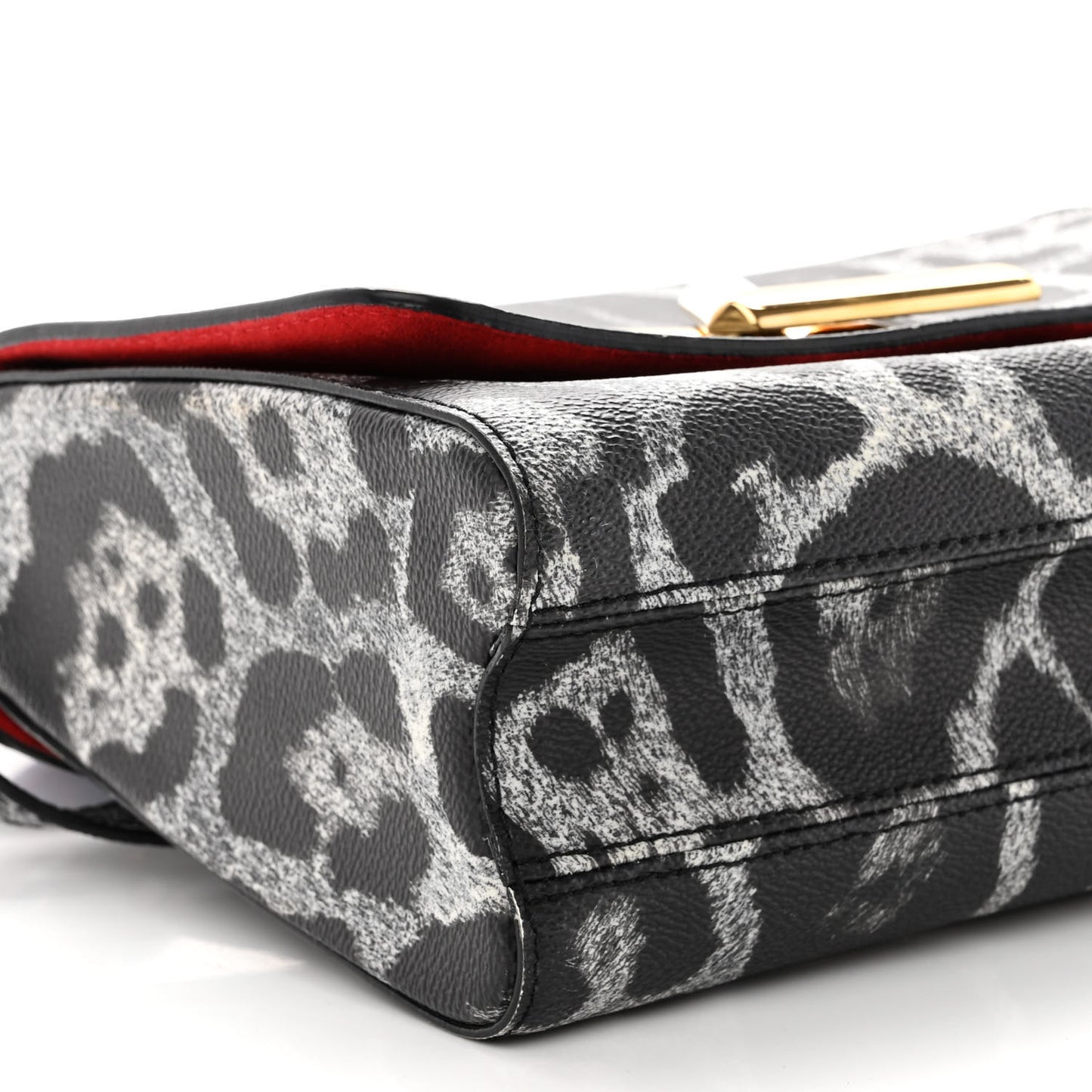 Calfskin Wild Animal Print Scarf Handle Twist Shoulder Bag MM