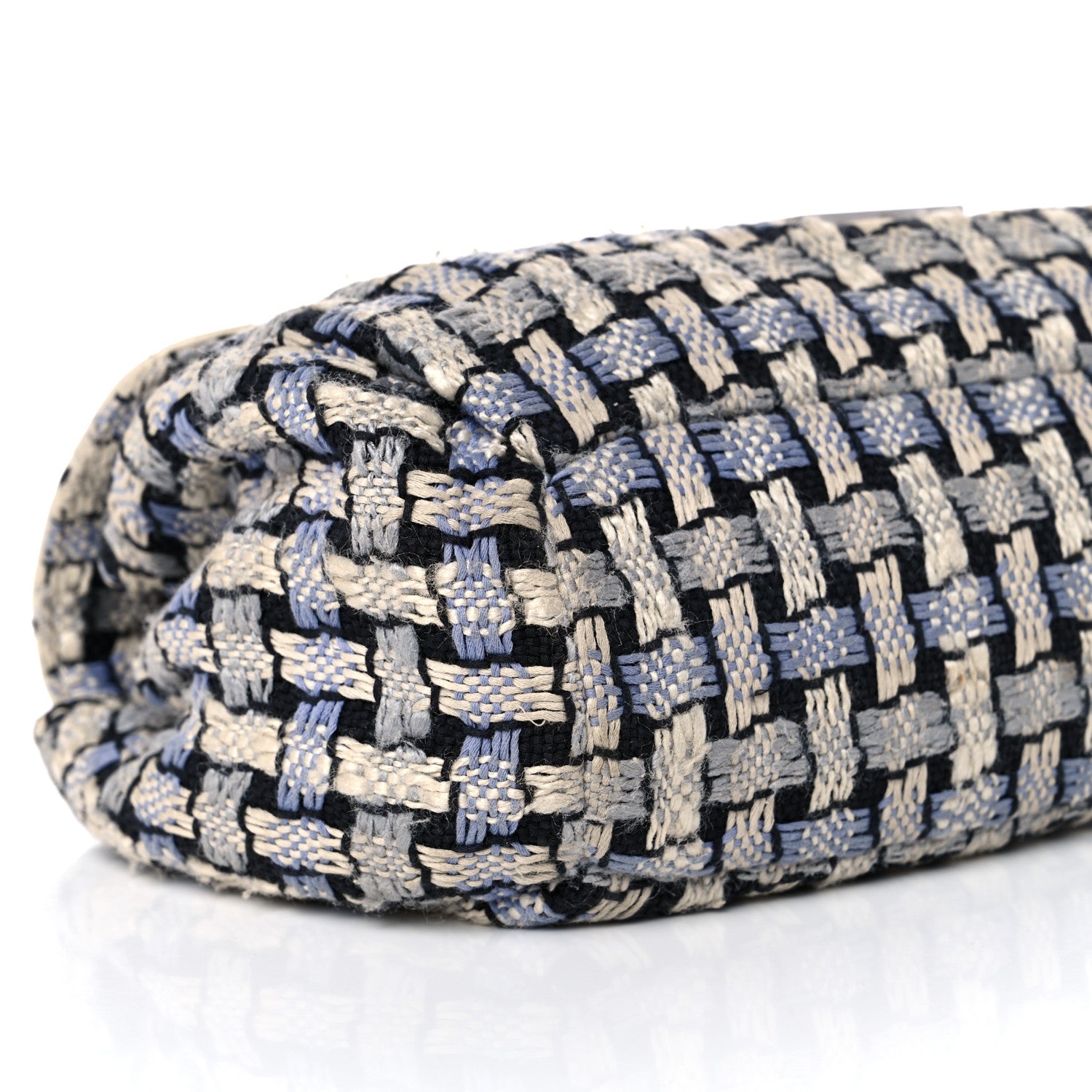 Chanel Tweed Calfskin Woven Single Flap Blue 8 of 19
