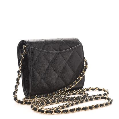 Chanel Caviar Quilted Flap Card Holder On Chain Black 3 of 11