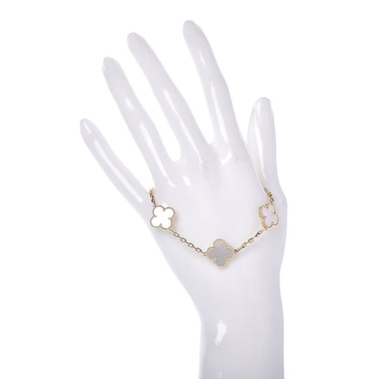 Van Cleef & Arpels 18K Yellow Gold Mother of Pearl 5 Motifs Vintage Alhambra Bracelet 2 of 6