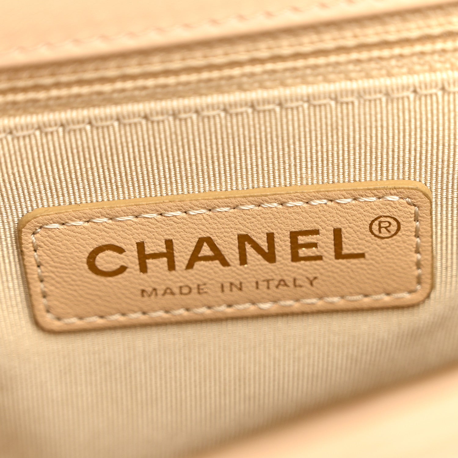 Chanel Grained Calfskin Quilted Medium Label Click Flap Bag Beige 5 of 10