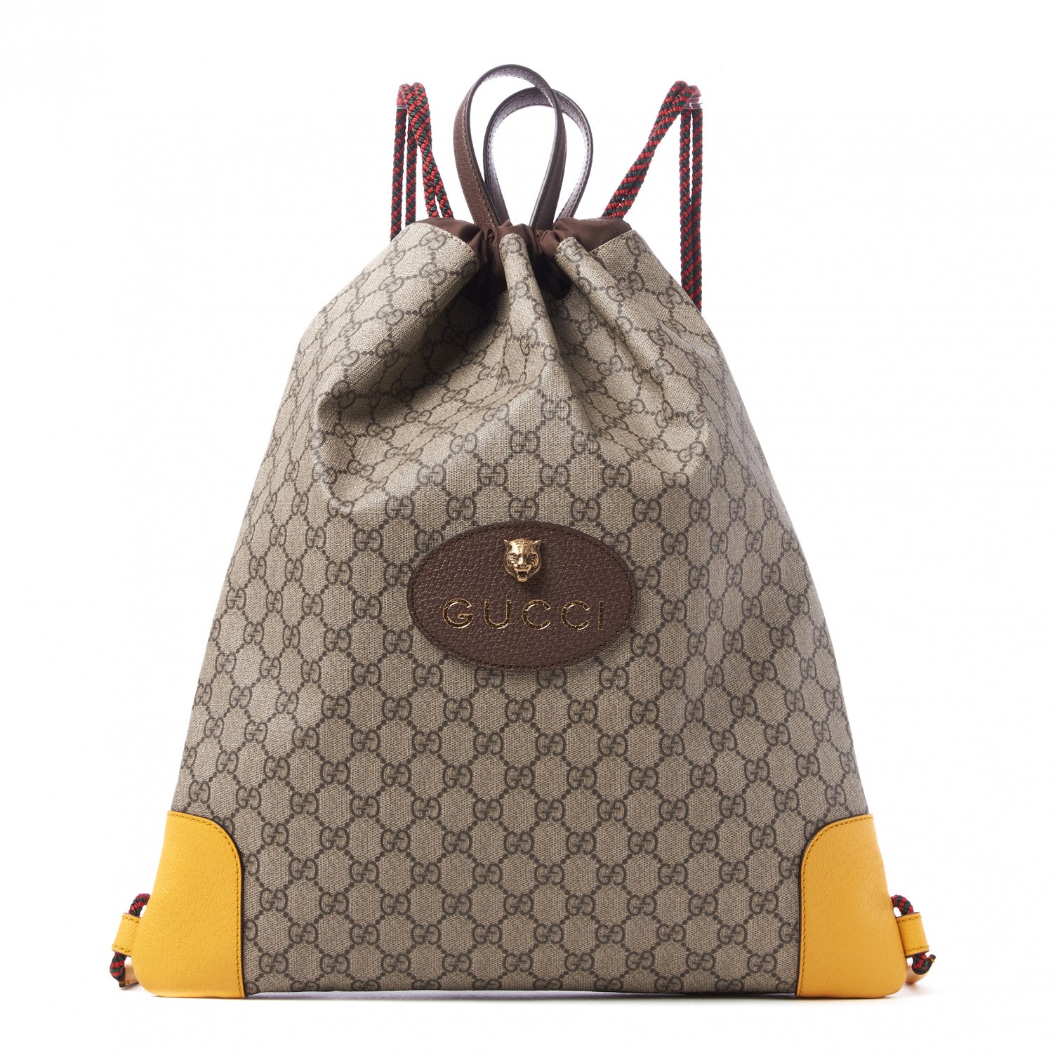 Gucci GG Supreme Monogram Neo Vintage Drawstring Backpack Beige New Acero Crop 1 of 8